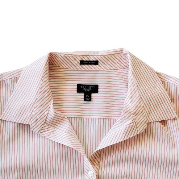 TALBOTS Pink Striped Wrinkle Resistant Button Up Shirt 10P Career Business Work - Picture 3 of 7